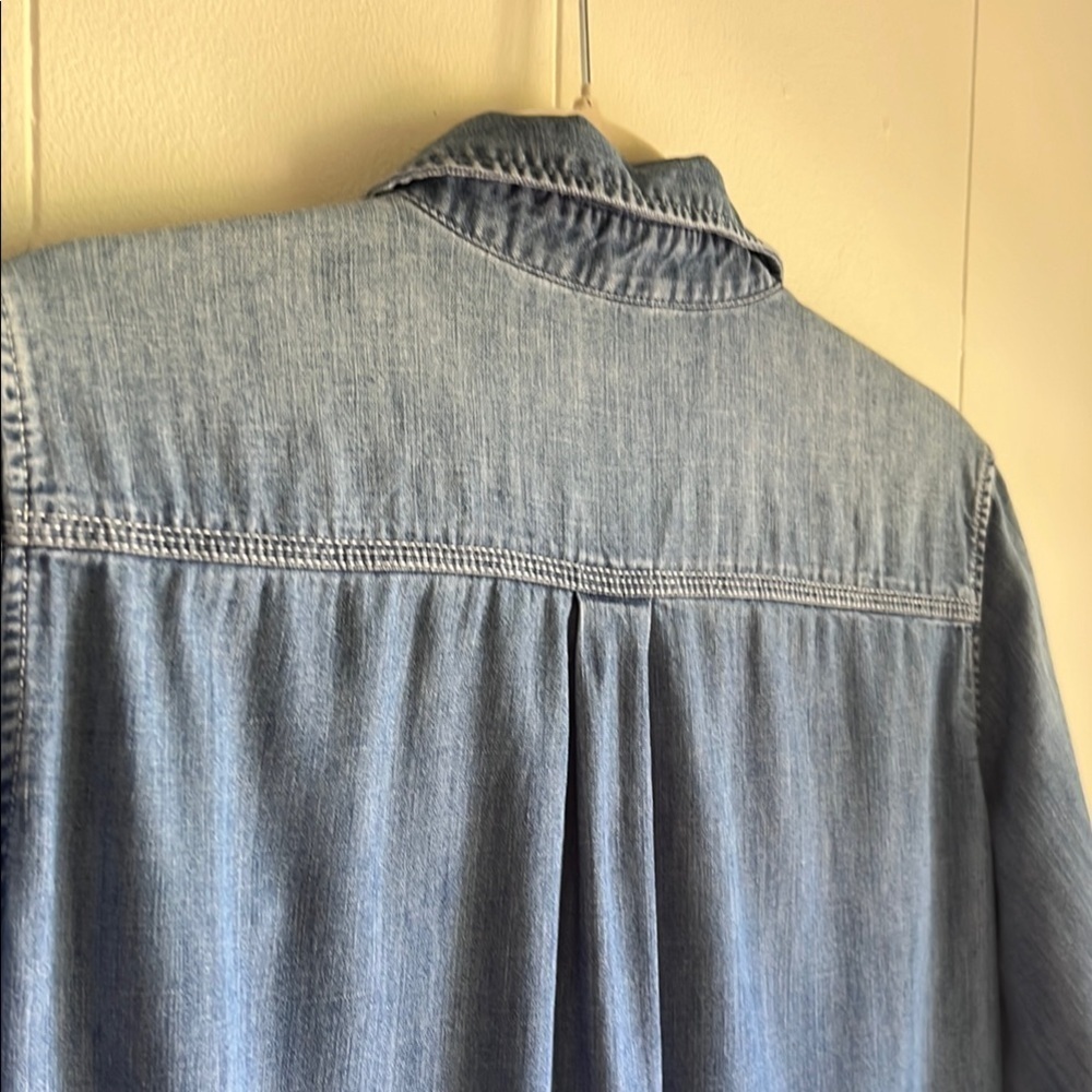 Uniqlo Women’s Denim Long Sleeve Popover Shirt Dress Tunic Top Button Front Sz L - Picture 11 of 13